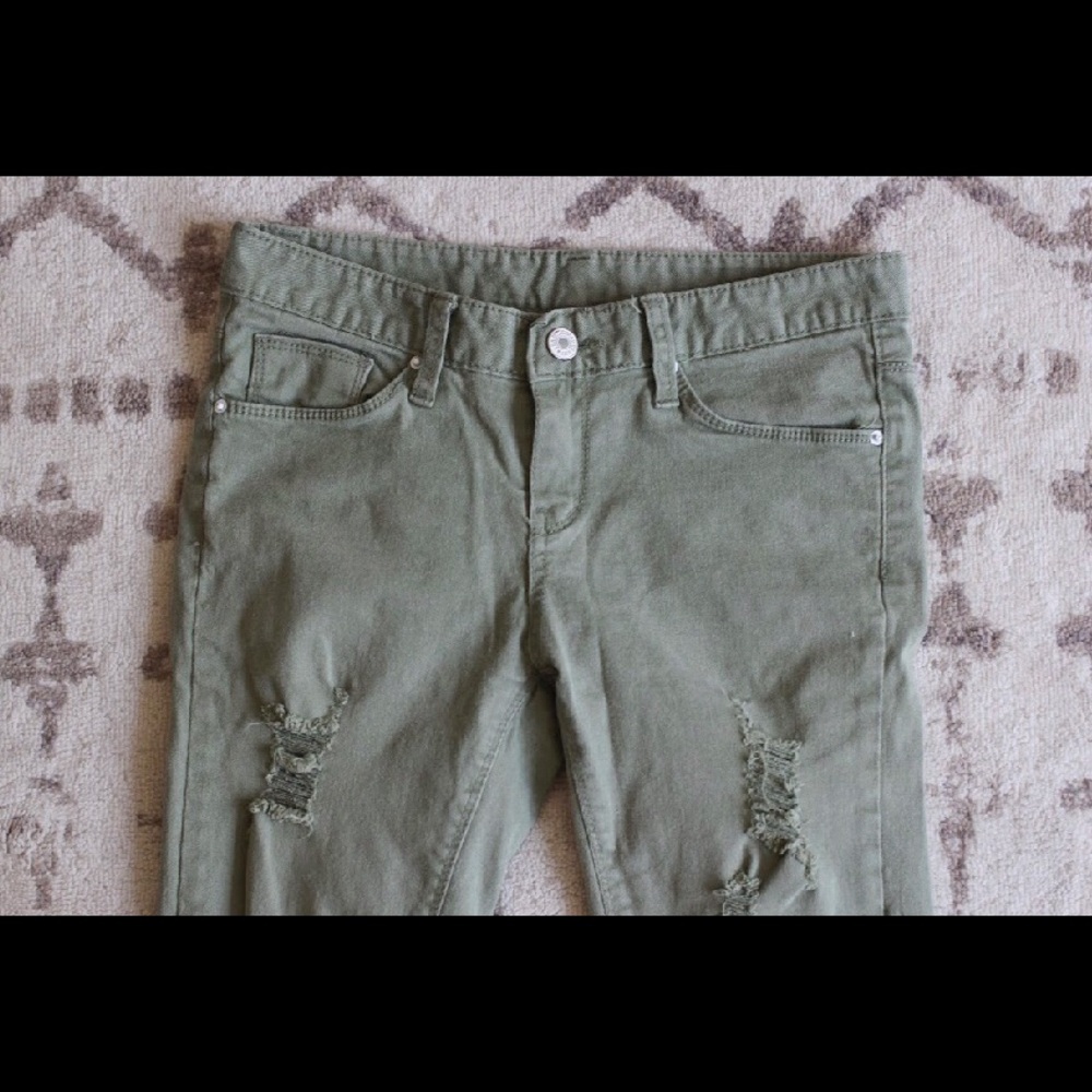Green and Blue Distressed Skinny Jean Set